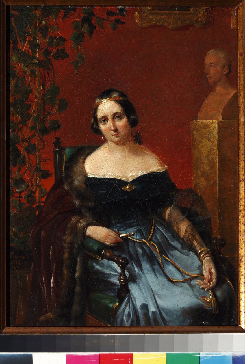 Portrét Anny Alexejevny Andraultové (1808-1888), rozené Oleniny par Popov, Andrej Andrejevič (1832-1896). Olej na kartonu od Andrei Andreevich Popov