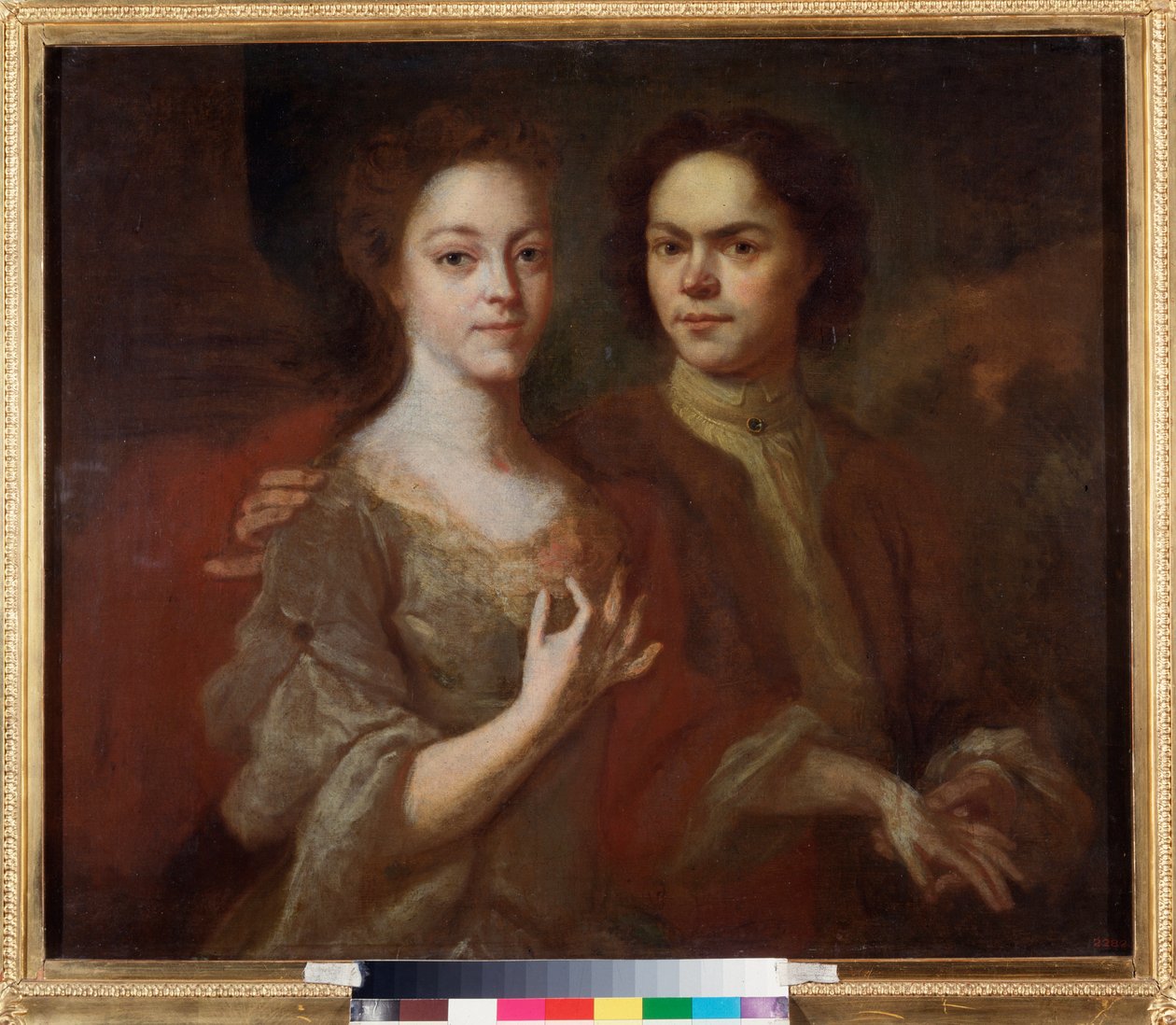 Autoportrét s manželkou (Autoportrét s manželkou) - Malba Andreje Matvejeviče Matvejeva (Matvejev) (1701-1739), olej na plátně, cca 1729 - ruské umění, portrét 18. století - Státní ruské muzeum, Petrohrad od Andrei Matveyev