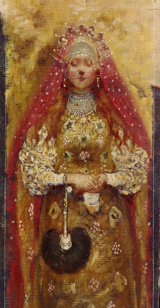 Boyar žena (boiard, boiar). Detail. Obraz Andrej Petrovič Rjabuškin (Riabutchkin) (1861-1904), olej na plátně od Andrei Petrovich Ryabushkin