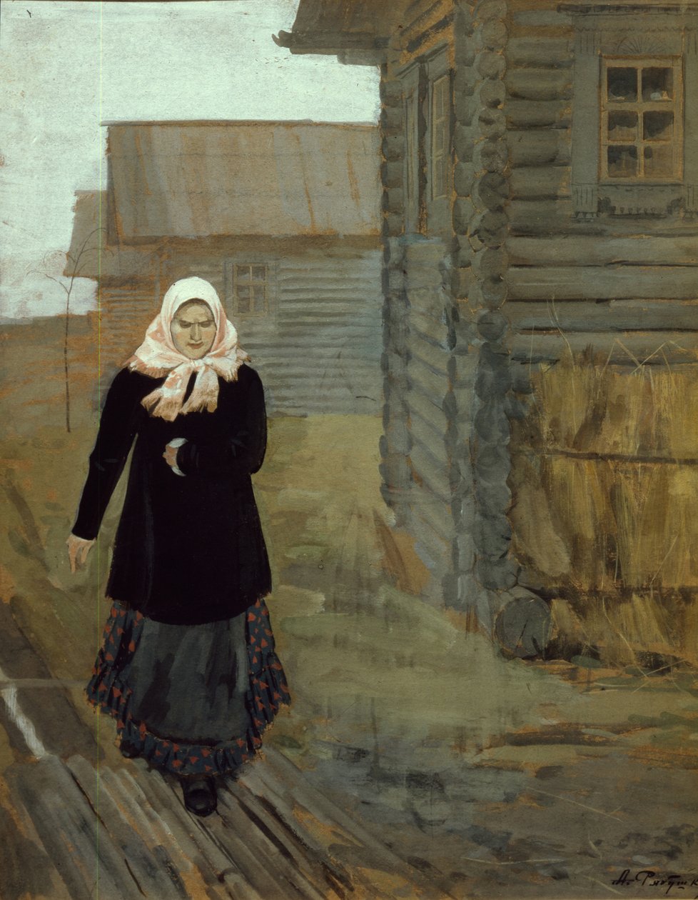 Ve vesnické vesnici. Jít do kostela, 1903 od Andrei Petrovich Ryabushkin