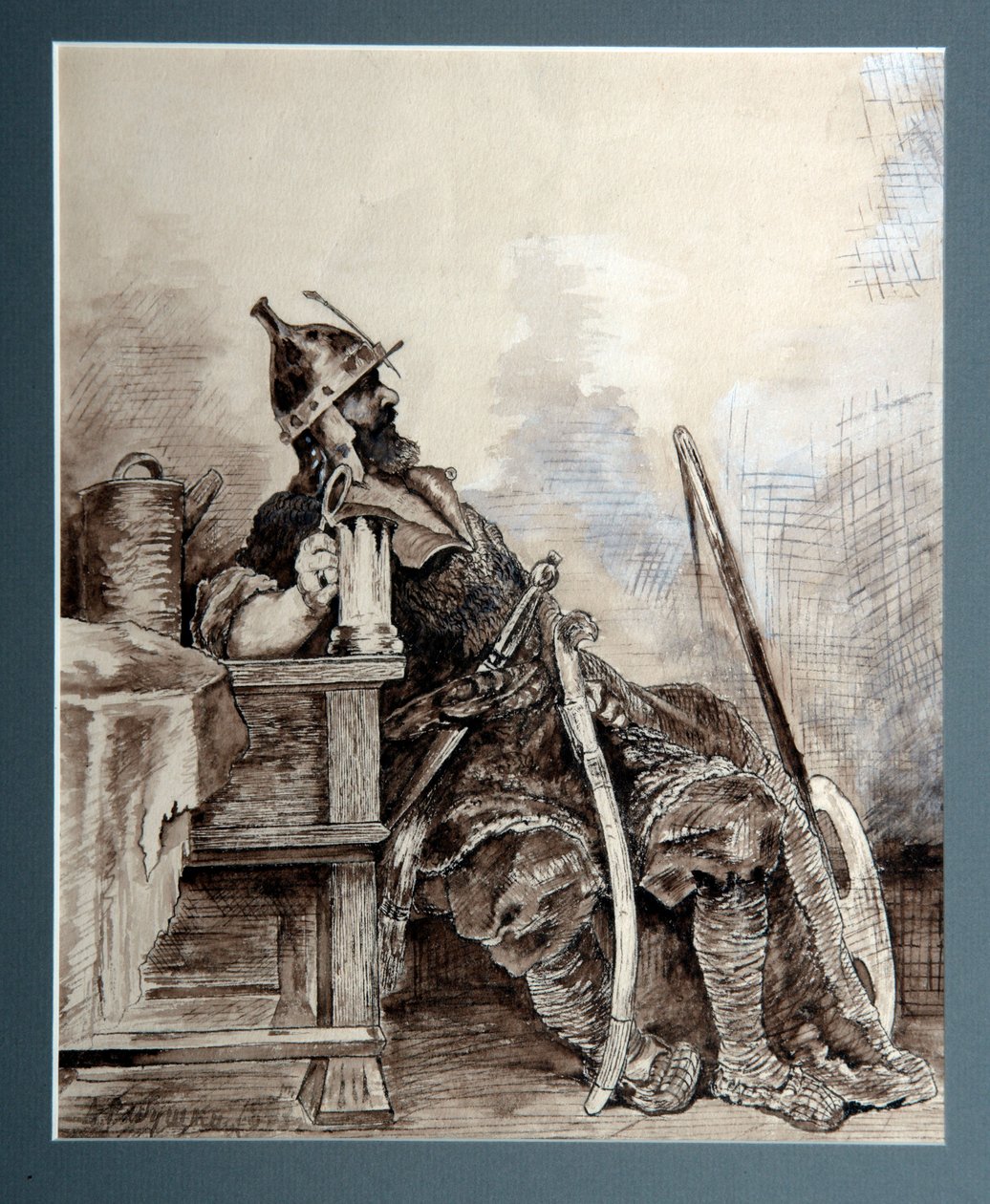 ""Representation du heros russe medieval Bogatyr, chevalier errant"" Akvarel de Andrei Petrovič Riabouchkine (Ryabushkin) (1861-1904) 1893 Rozměr 29,7x26,7 cm Oblastní galerie umění, Perm od Andrei Petrovich Ryabushkin