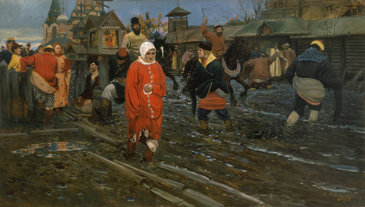 Moskevská ulice sedmnáctého století na státní svátek, 1895 od Andrei Petrovich Ryabushkin