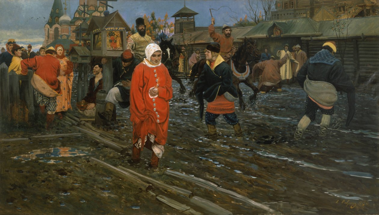 Moskevská ulice ze 17. století ve státní svátek od Andrei Petrovich Ryabushkin