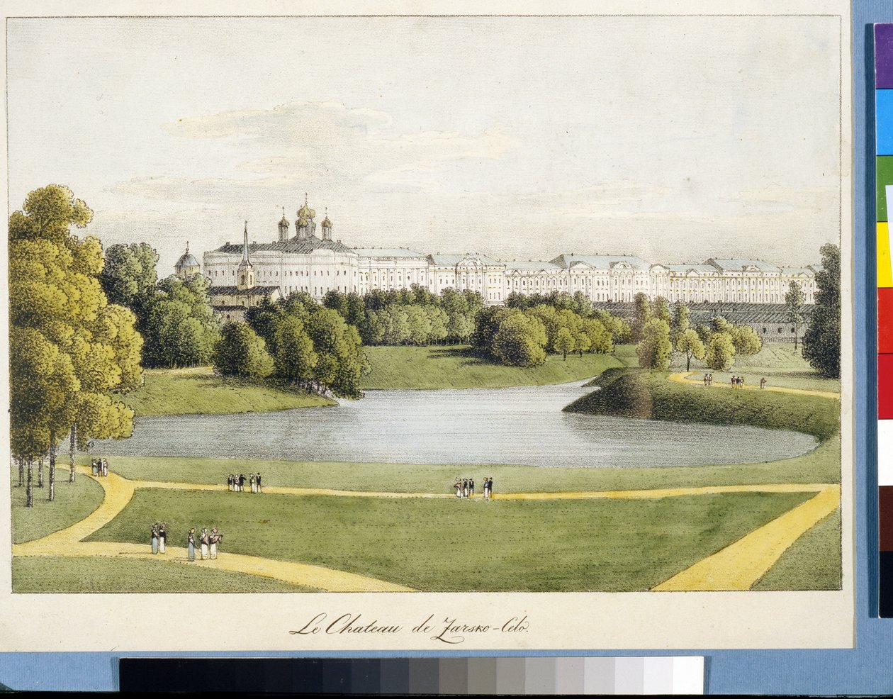 ""Kateřinský palác v Carskoje Selo"" od Andreje Jefimoviče Martynova (1768-1826), litografie, akvarel od Andrei Yefimovich Martynov
