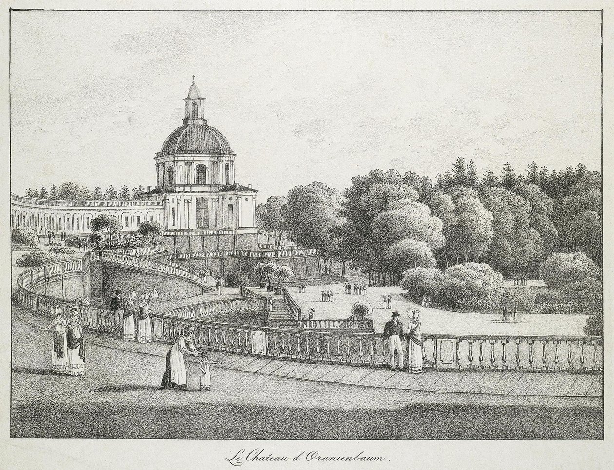 Pohled na kostel Velkého paláce v Oranienbaum, 1821-1822 od Andrei Yefimovich Martynov