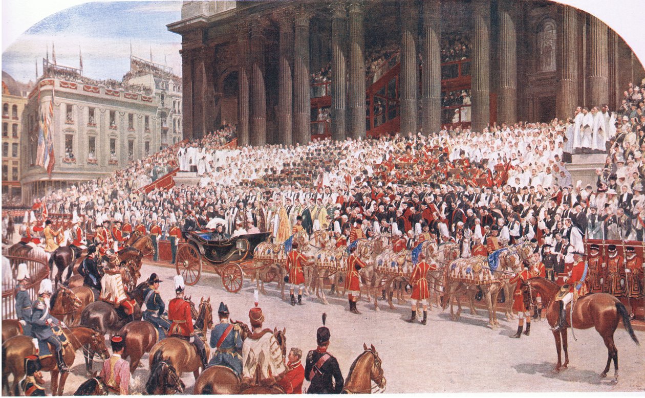 Katedrála St Pauls: Diamantové jubileum královny Viktorie 22. června 1897, z Cassells History of the British People vydané společností Waverley Book Company Limited, kolem roku 1940 od Andrew Carrick Gow