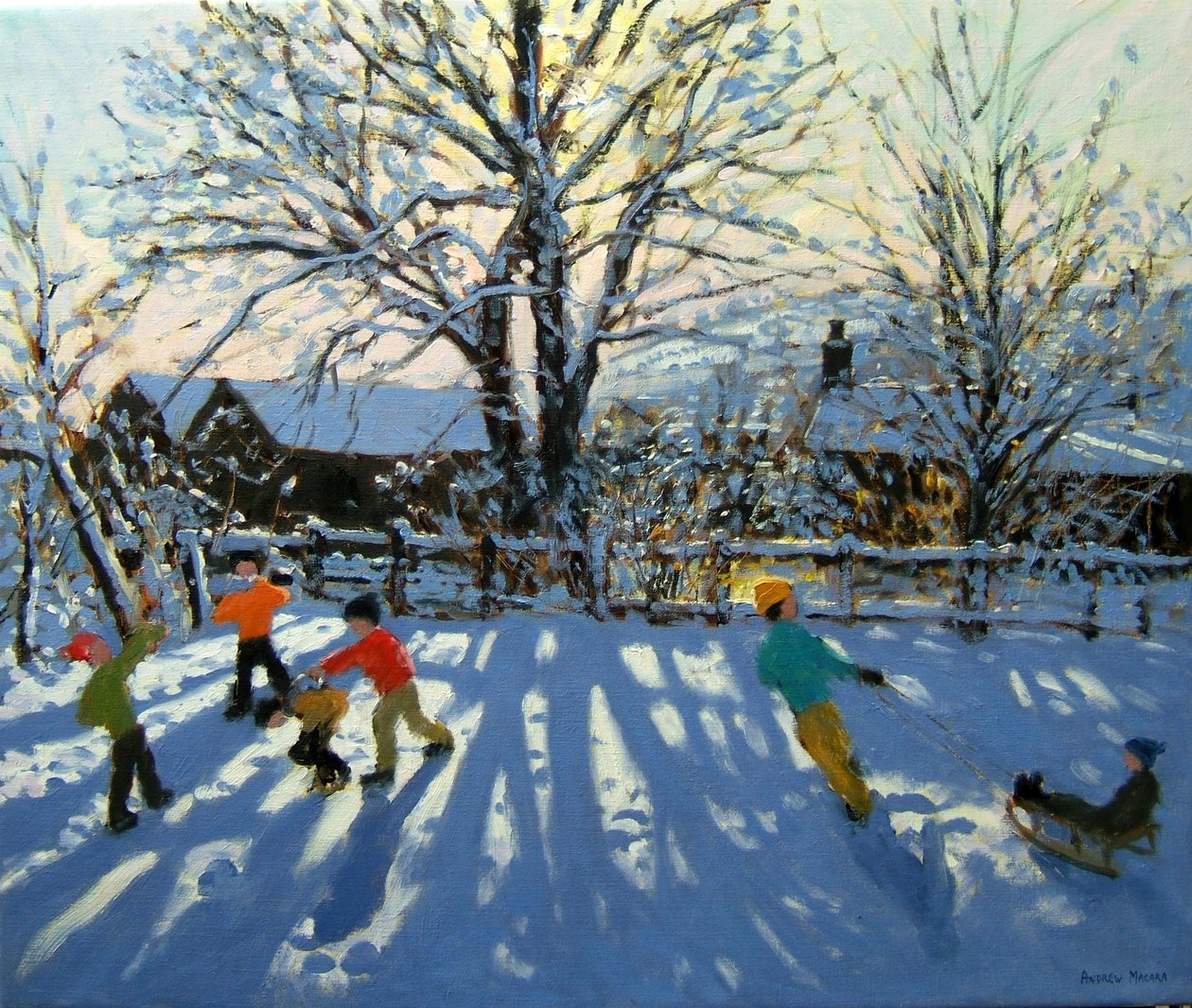 Zábava na sněhu, Tideswell, Derbyshire od Andrew Macara