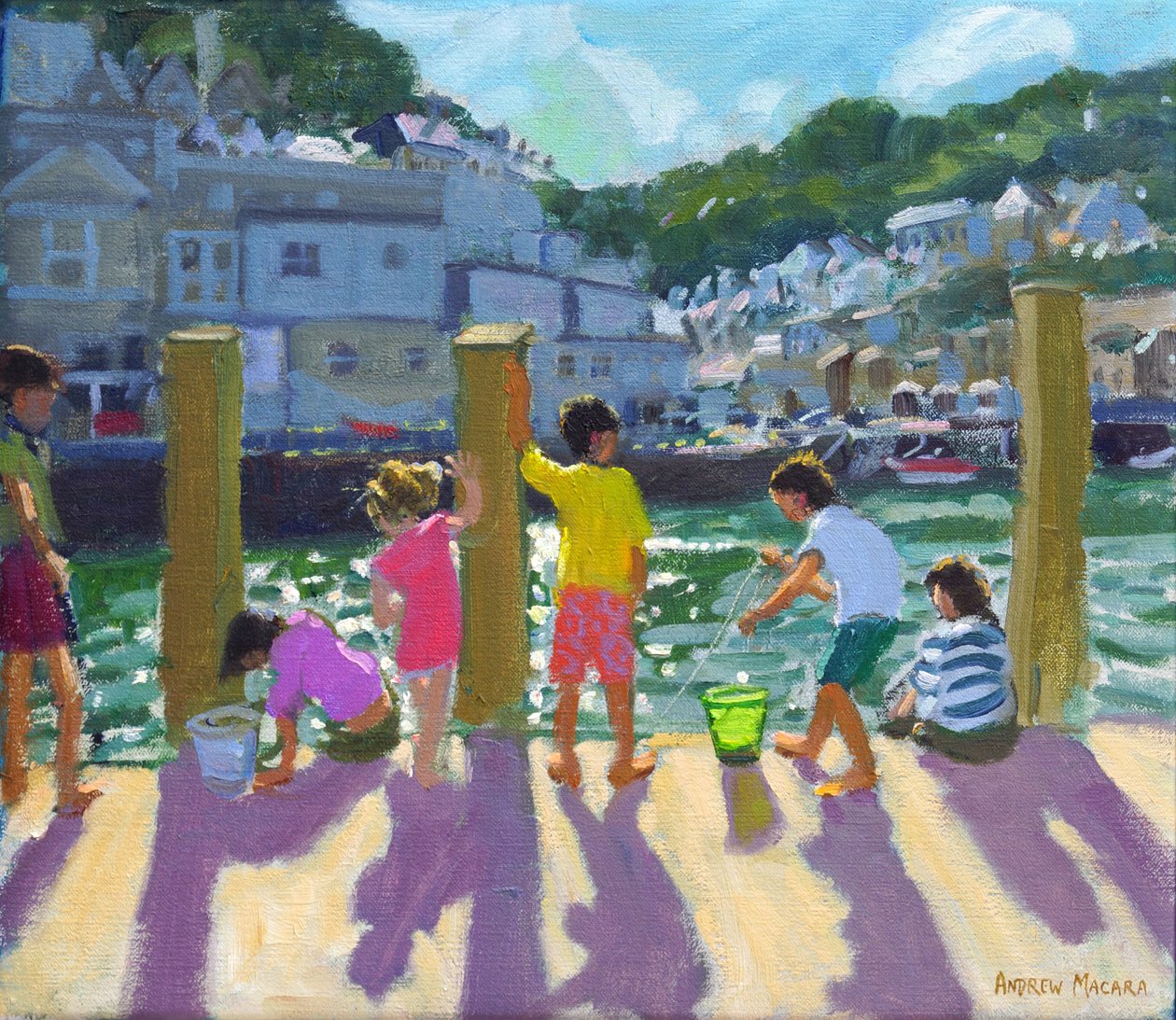 Rybaření na nábřeží, Looe, 2015, od Andrew Macara