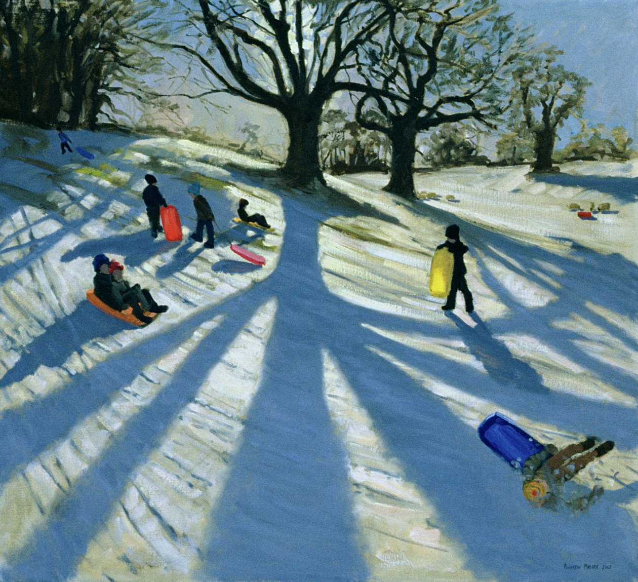 Zimní strom, Snow Sledgers, Calke Abbey, Derby od Andrew Macara