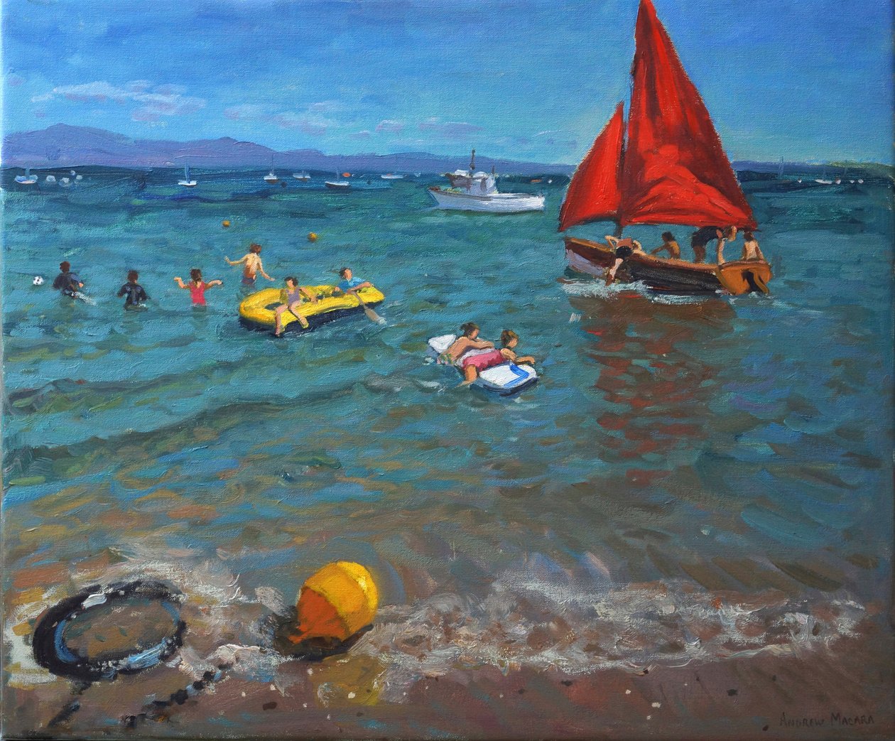Žlutá bóje a červené plachty, Abersoch od Andrew Macara
