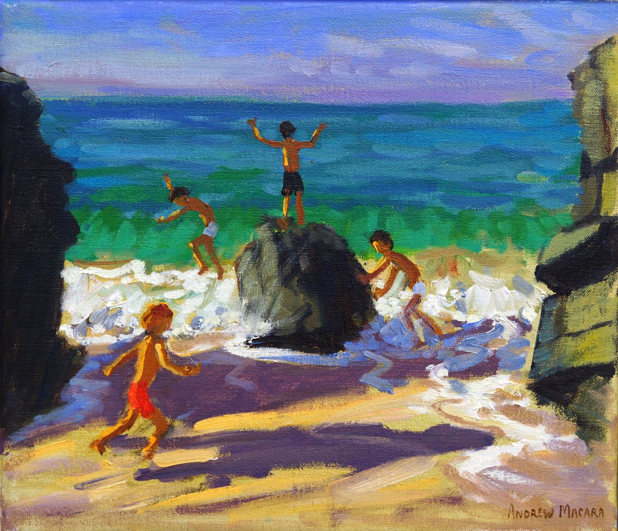 lezecké skály, pláž Porthmeor, St Ives, 2013, od Andrew Macara