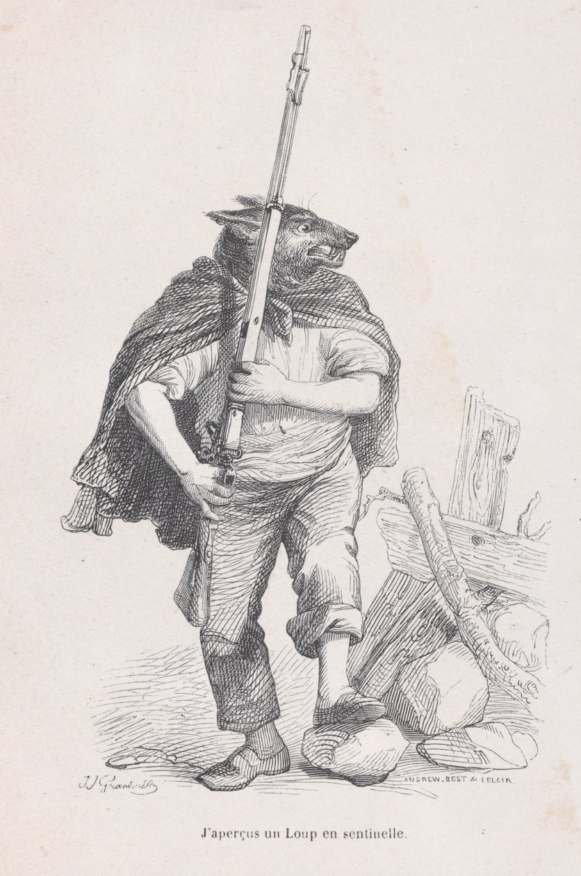 Viděl jsem vlka stát na stráži ze Scén ze soukromého a veřejného života zvířat..., ca. 1837-47. od Andrew Best Leloir
