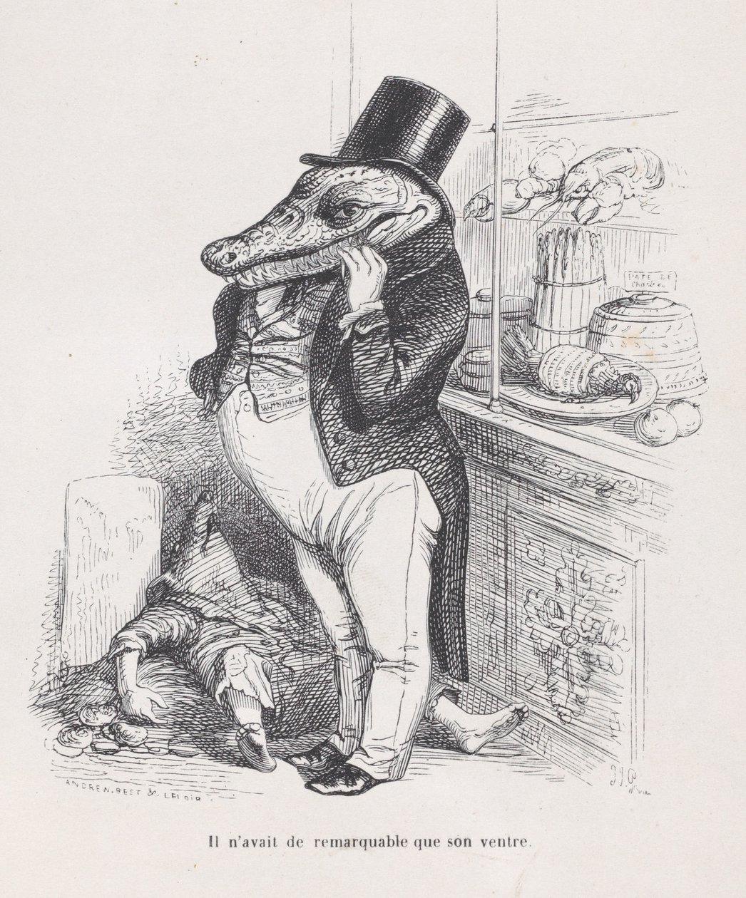 Pouze jeho břicho bylo pozoruhodné ze Scén ze soukromého a veřejného života Anima..., ca. 1837-47. od Andrew Best Leloir
