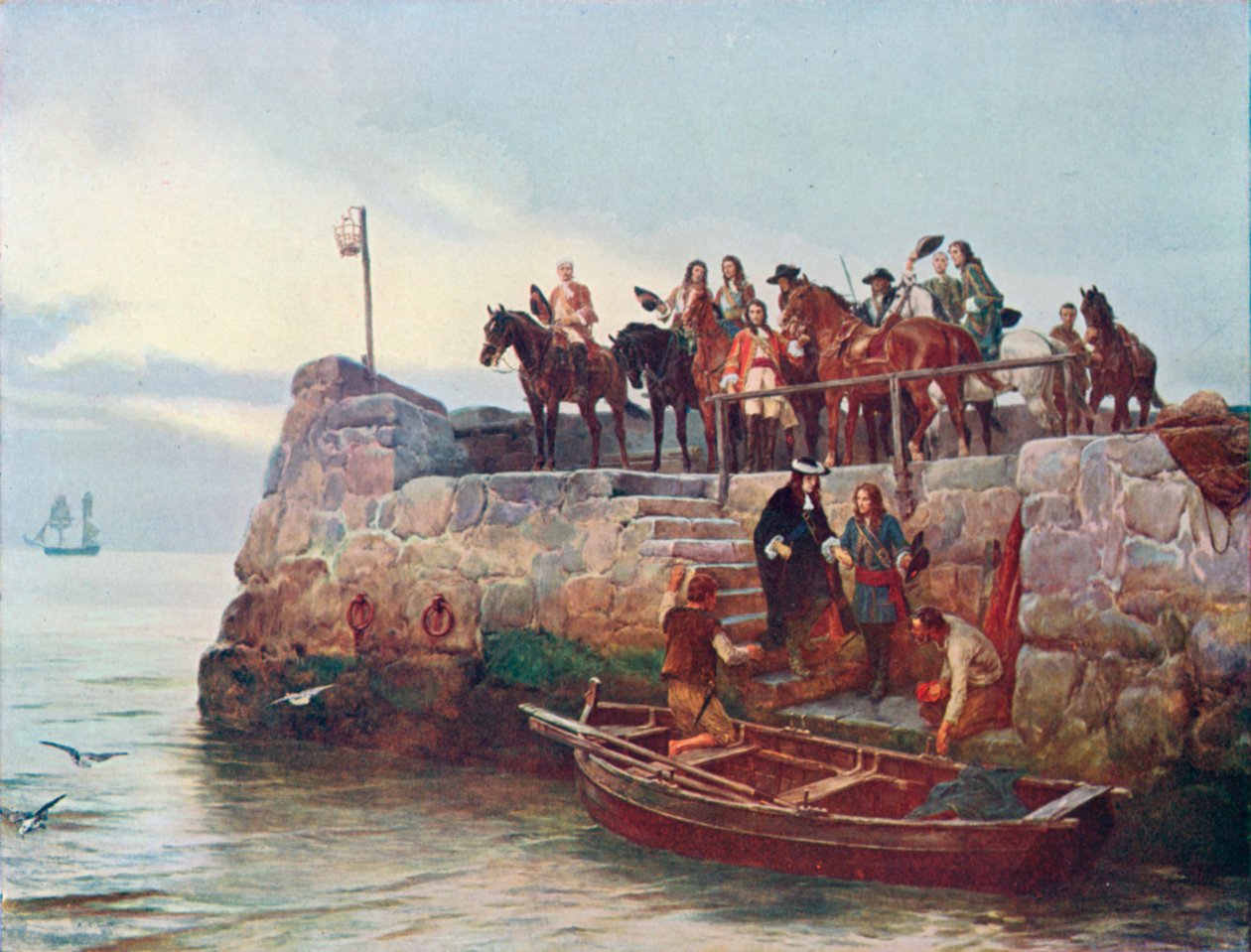 Ztracený případ: Útěk Jakuba II. po bitvě u Boyne od Andrew Carrick (after) Gow