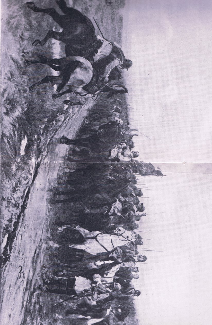 Cromwell u Dunbaru 3. září 1650, ilustrace z knihy Britské bitvy na souši a na moři , 1915 od Andrew Carrick Gow