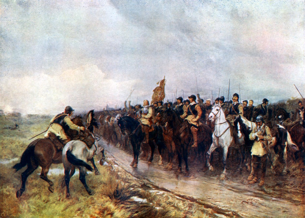 Oliver Cromwell a jeho jednotky v Dunbaru zpívají 118. žalm, 1926. od Andrew Carrick Gow