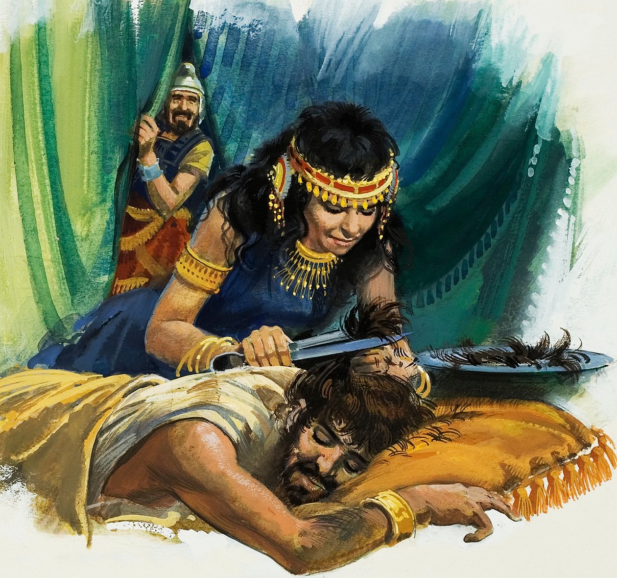 Samson a Dalila (kvaš na papíře) od Andrew Howat