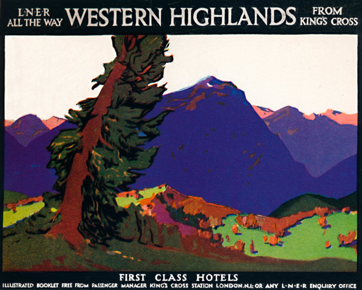 Western Highlands – hotely první třídy – britský plakát, c1926 od Andrew Johnson