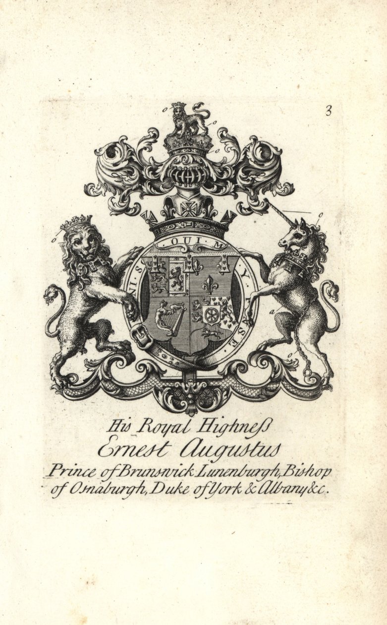 Erb a erb HRH Ernest Augustus, princ Brunswick Luneburg, biskup z Osnaburghu, vévoda z Yorku a Albany od Andrew Johnston