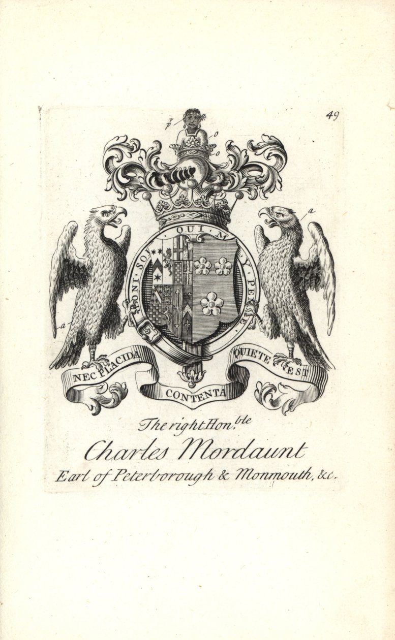 Erb a erb ctihodného Charlese Mordaunta, 3. hraběte z Peterborough a 1. hraběte z Monmouthu od Andrew Johnston
