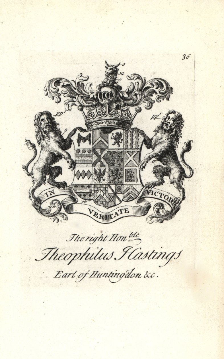 Erb a erb ctihodného Theophila Hastingse, 9. hraběte z Huntingdonu od Andrew Johnston