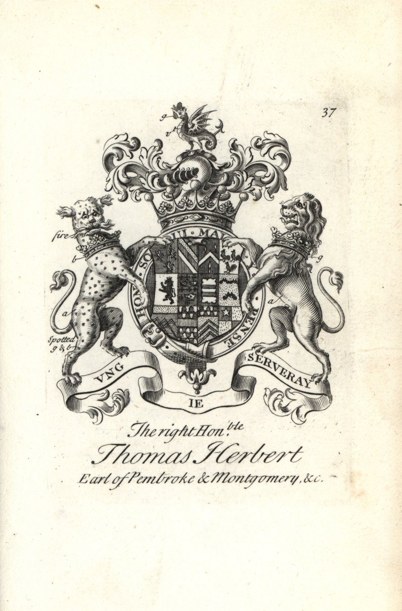 Erb a erb ctihodného Thomase Herberta, 8. hraběte z Pembroke a Montgomery od Andrew Johnston