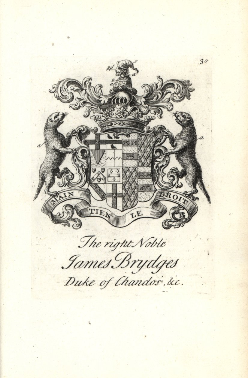 Erb a erb pravého šlechtice Jamese Brydgese, vévody z Chandosu od Andrew Johnston