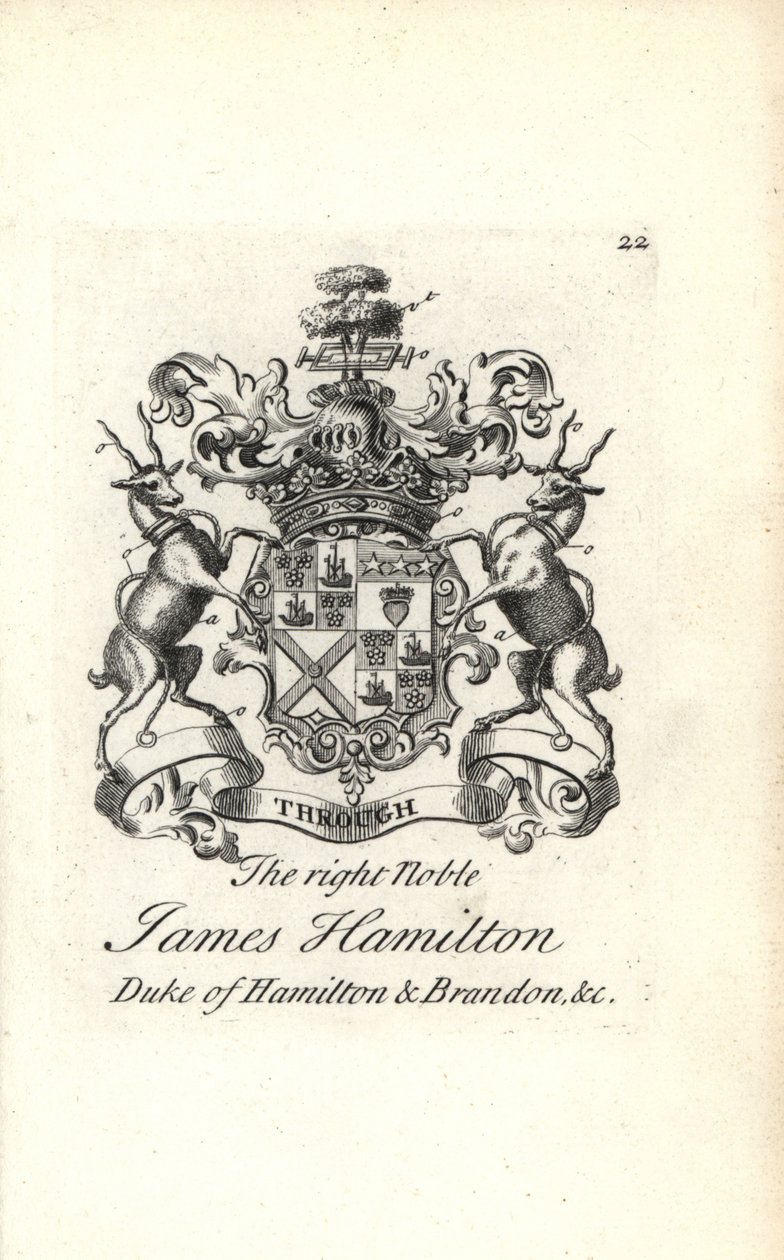Erb a erb pravého šlechtice Jamese Hamiltona, 5. vévody z Hamiltonu a Brandonu od Andrew Johnston