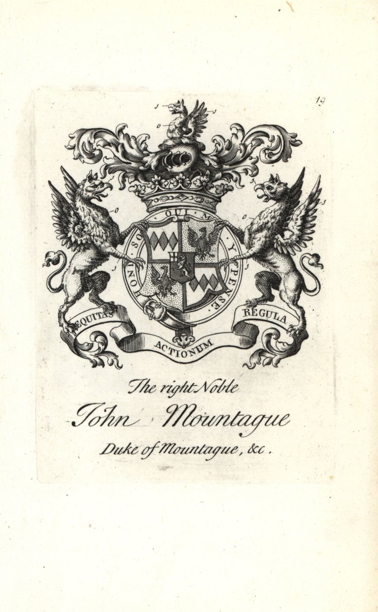 Erb a znak pravého šlechtice Johna Montagu, 2. vévody z Montagu 1690-1749 od Andrew Johnston