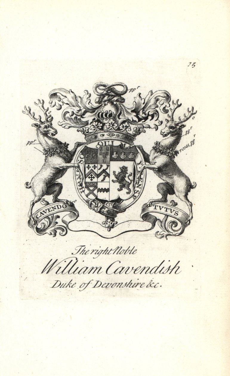 Erb a erb pravého šlechtice Williama Cavendishe, 2. vévody z Devonshire od Andrew Johnston
