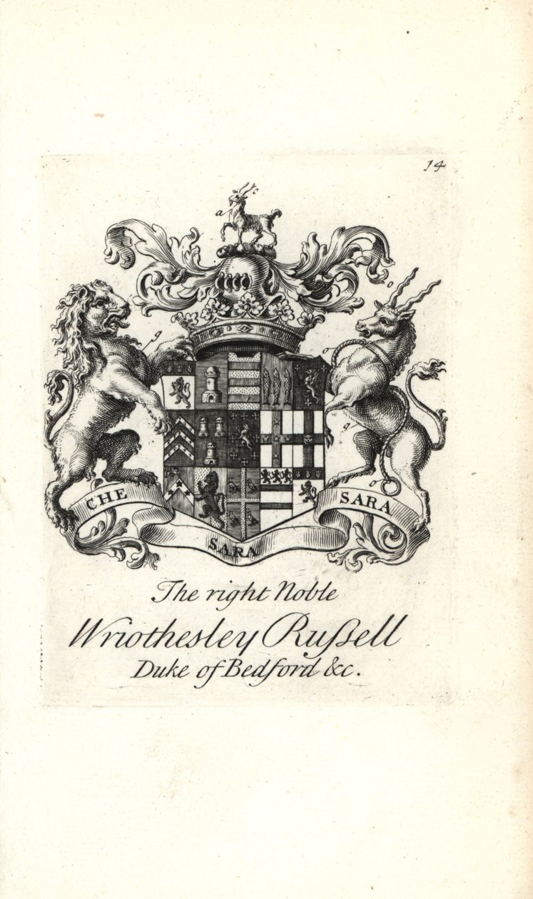 Erb a erb pravého šlechtice Wriothesley Russell, 3. vévoda z Bedfordu od Andrew Johnston