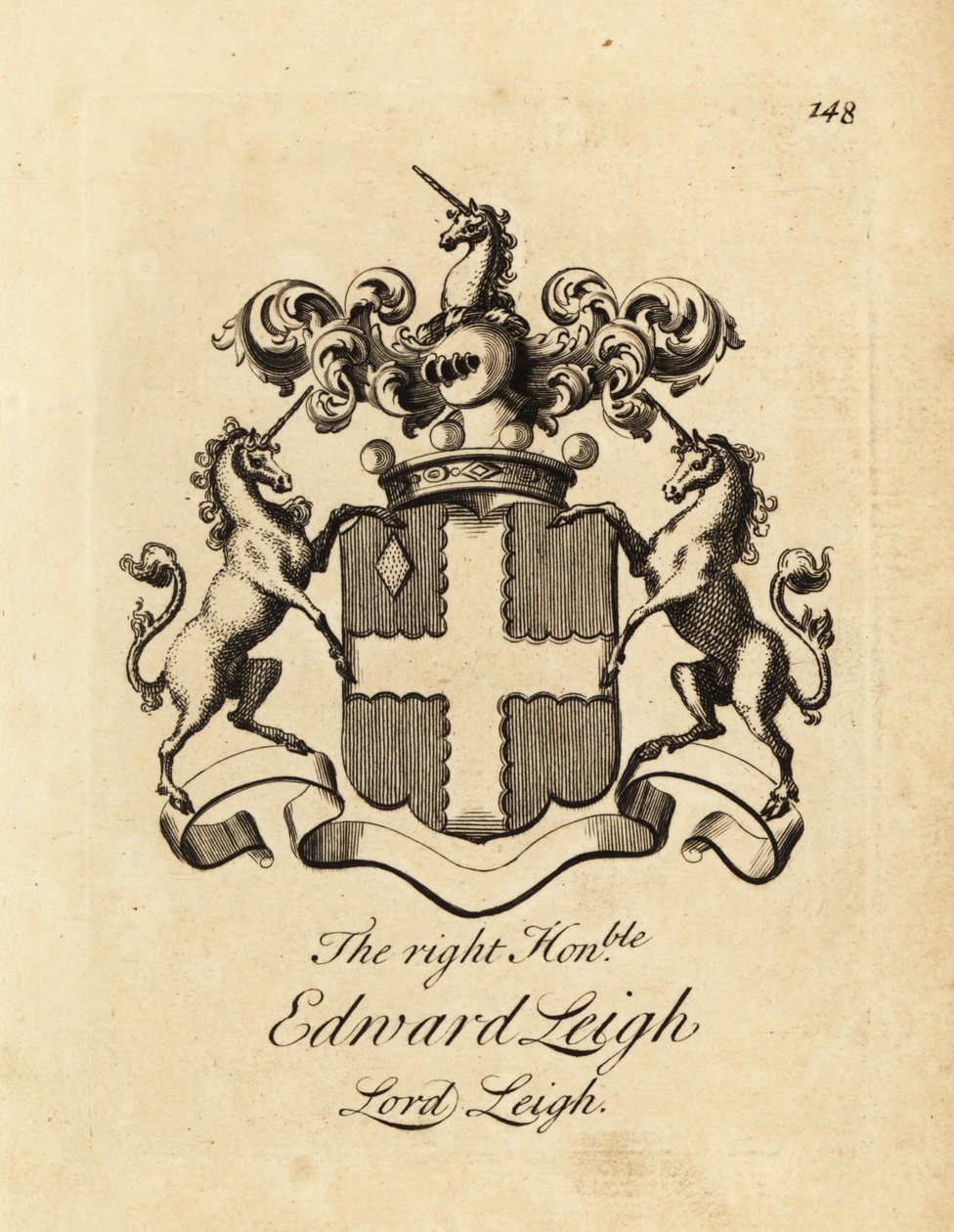 Erb Pravého ctihodného Edwarda Leigha, lorda Leigha, 3. barona Leigha od Andrew Johnston