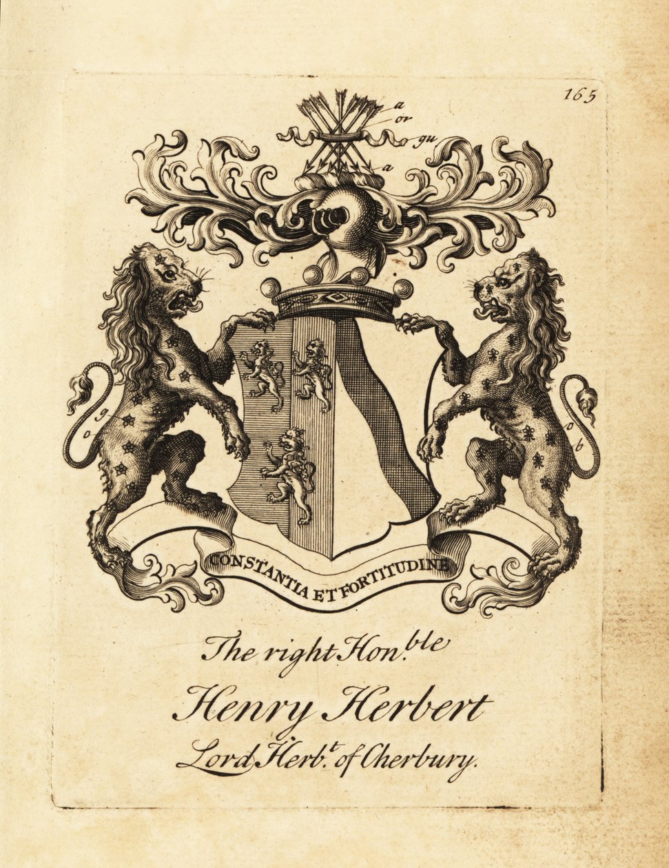 Erb ctihodného Henryho Herberta, lorda Herberta z Cherbury, barona Herberta z Cherbury (nebo Chirbury) od Andrew Johnston