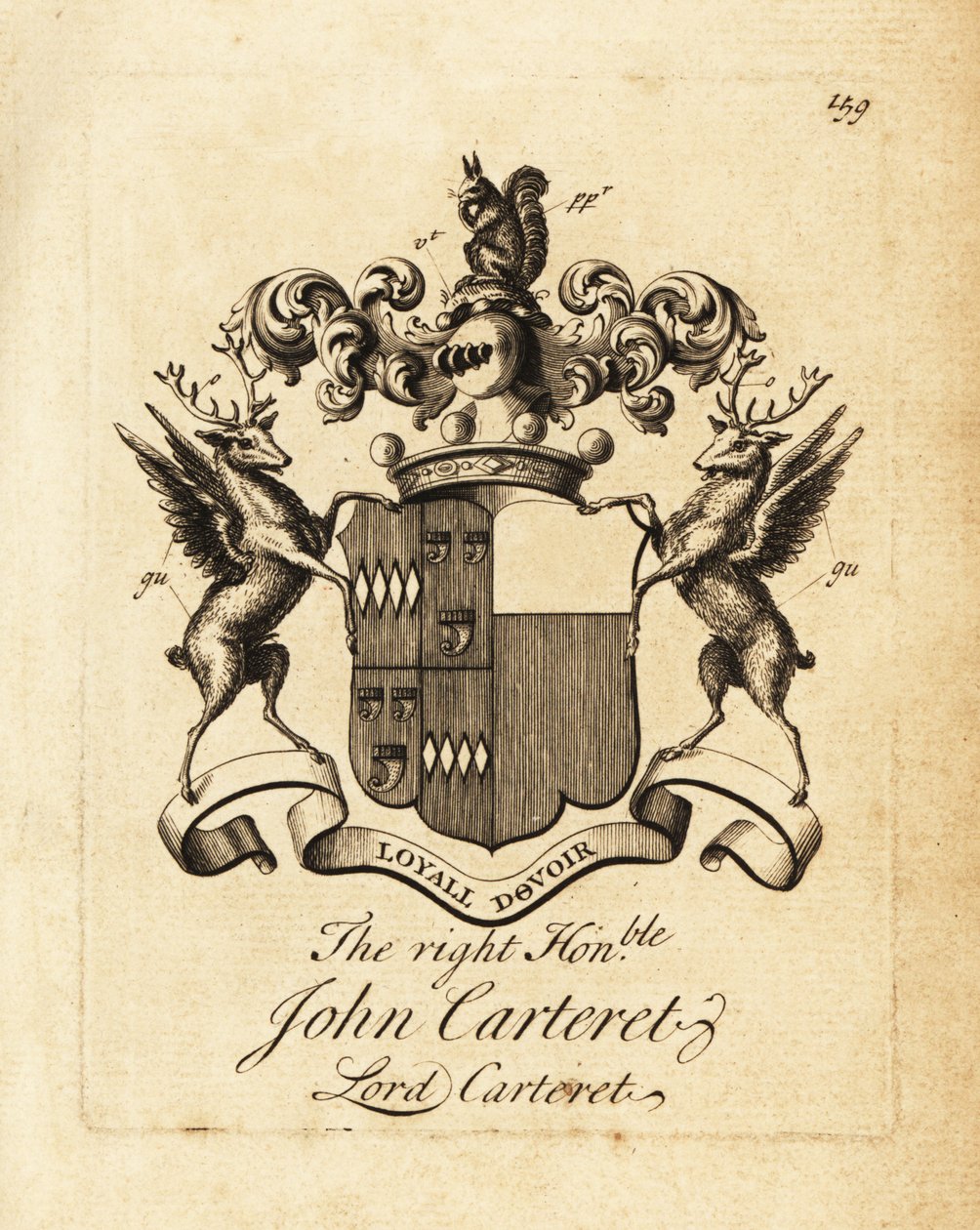 Erb ctihodného Johna Cartereta, lorda Cartereta, 2. hraběte Granville, 7. panovníka ze Sarku od Andrew Johnston