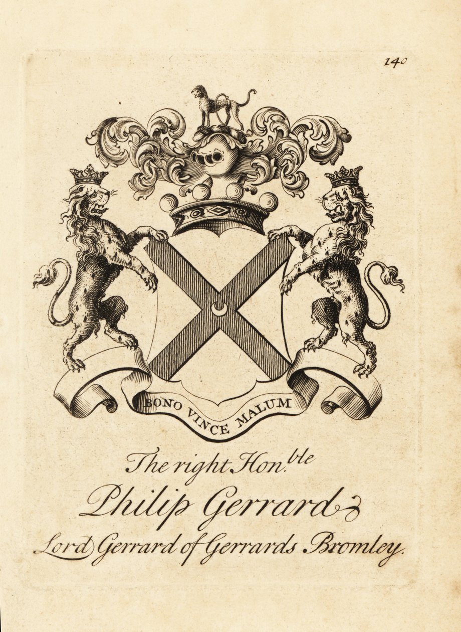 Erb ctihodného Philipa Gerrarda, lorda Gerrarda z Gerrards Bromley, 7. barona Gerarda od Andrew Johnston