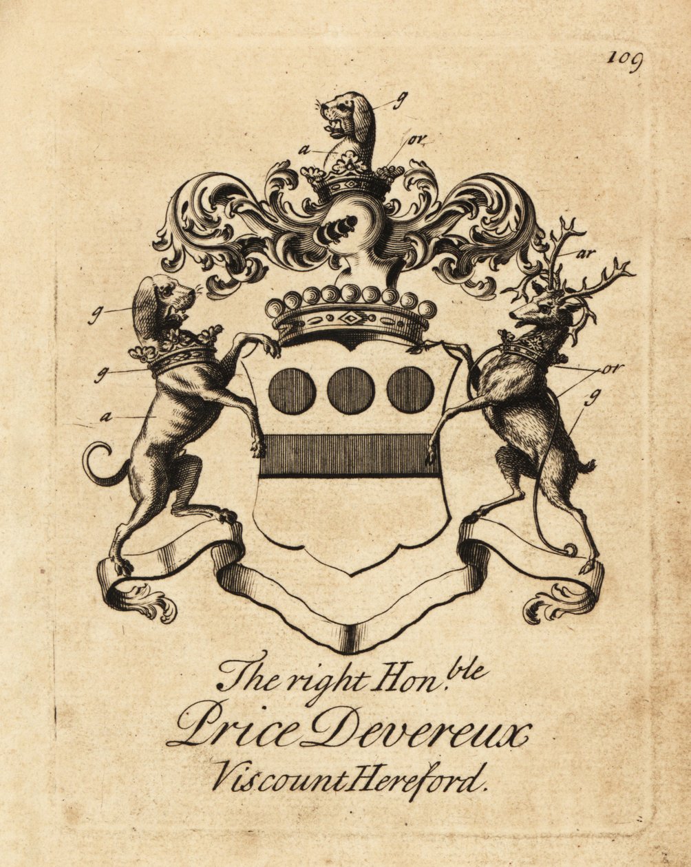 Erb pravé čestné ceny Devereux, 9. vikomt Hereford (1664-1740) od Andrew Johnston
