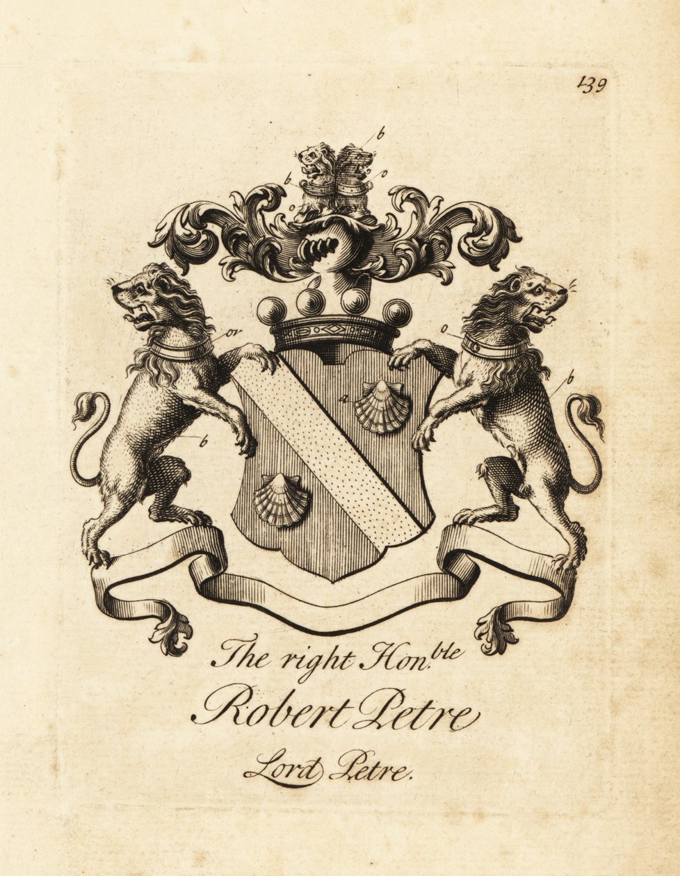 Erb ctihodného Roberta Petre, lorda Petre, 8. barona Petre od Andrew Johnston