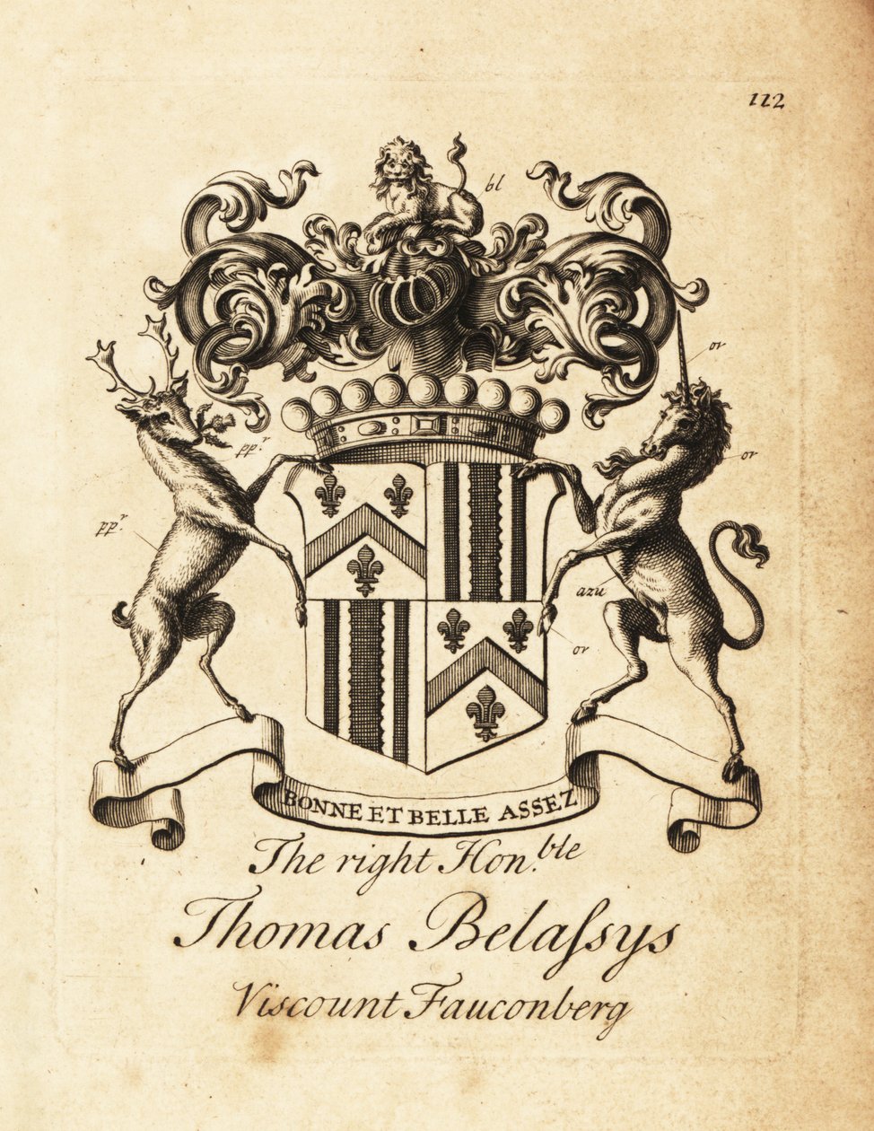 Erb ctihodného Thomase Belasyse, hraběte Fauconberga nebo Thomase Belassyse, vikomta Fauconberga (1699-1774) od Andrew Johnston