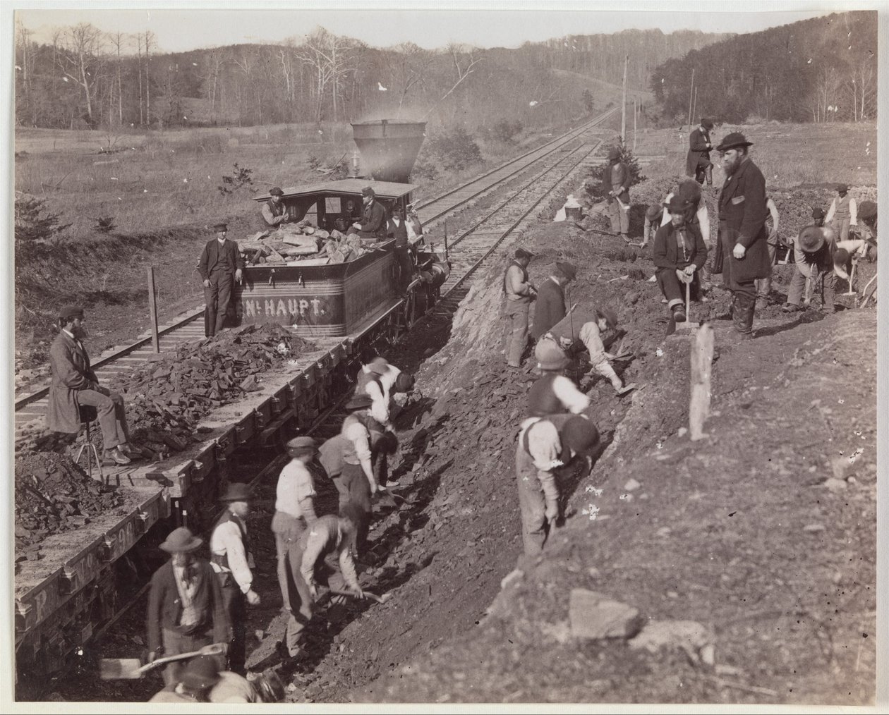 Výkop pro „Y“ ve stanici Devereaux, Orange & Alexandria Railroad od Andrew Joseph Russell