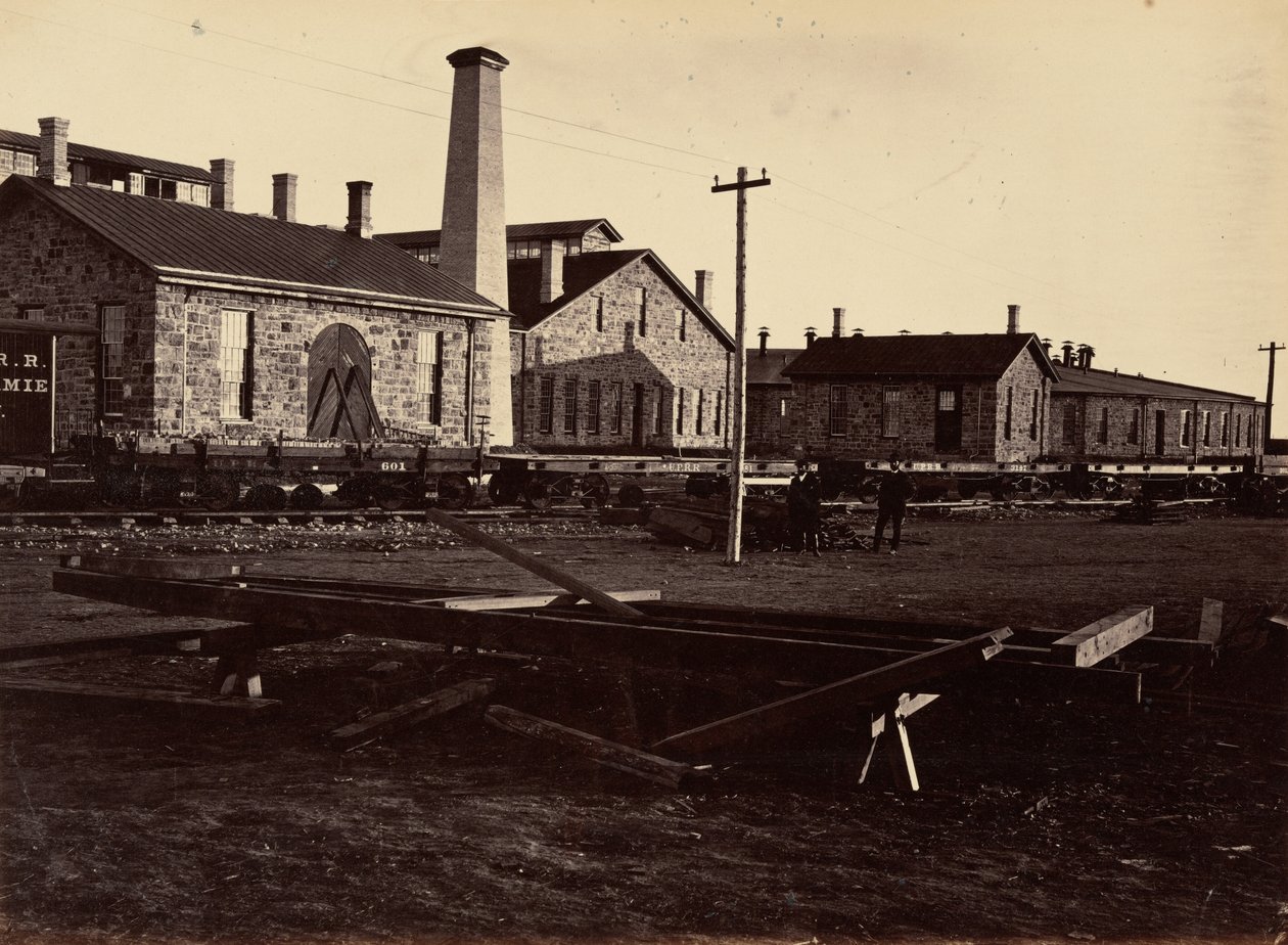 Deska 17. Strojírny v Laramie, z jihozápadu,1869 (foto) od Andrew Joseph Russell