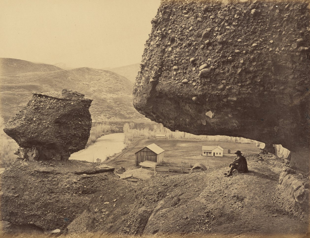 Deska 32. Visutá skála, úpatí kánonu Echo, 1869 (foto) od Andrew Joseph Russell