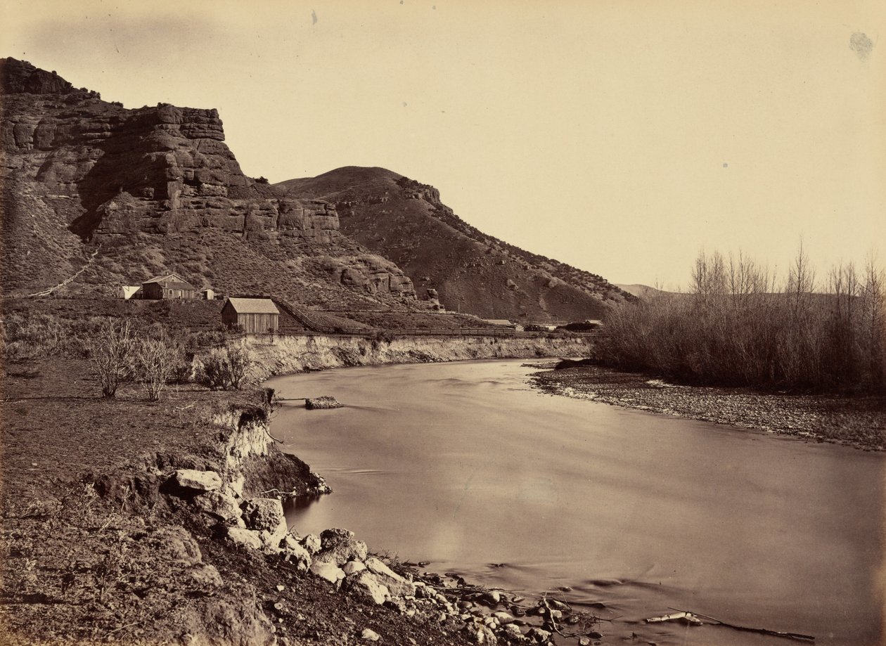 Deska 35. Echo City, pohled na řeku Weber, 1869 (foto) od Andrew Joseph Russell