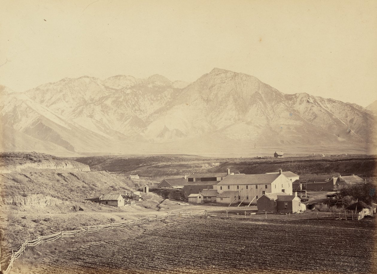 Deska 49. Továrny na bavlnu a vlnu Brighama Younga, 1869 (foto) od Andrew Joseph Russell