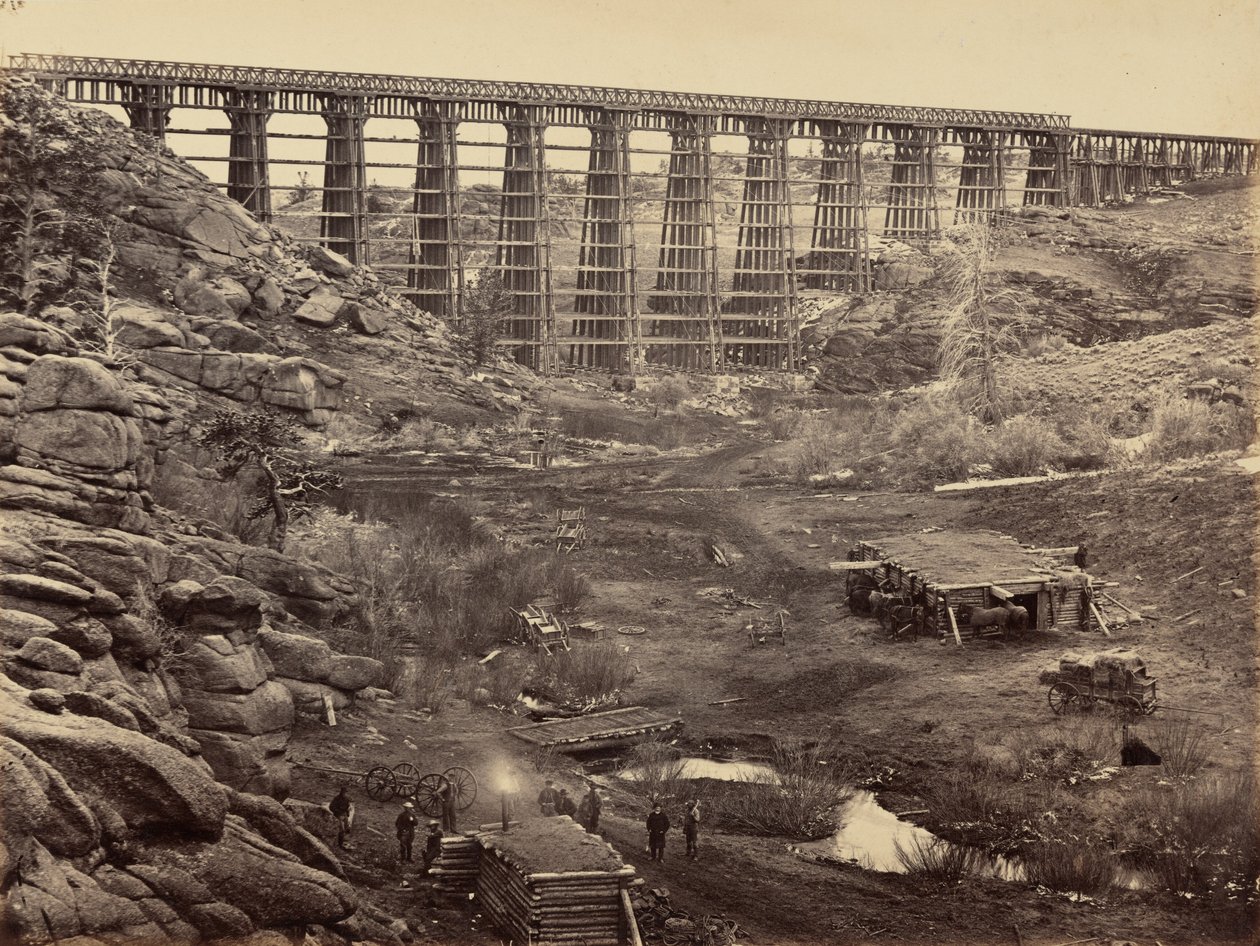 Deska 8. Most přes Dale Creek, shora, 1869 (foto) od Andrew Joseph Russell