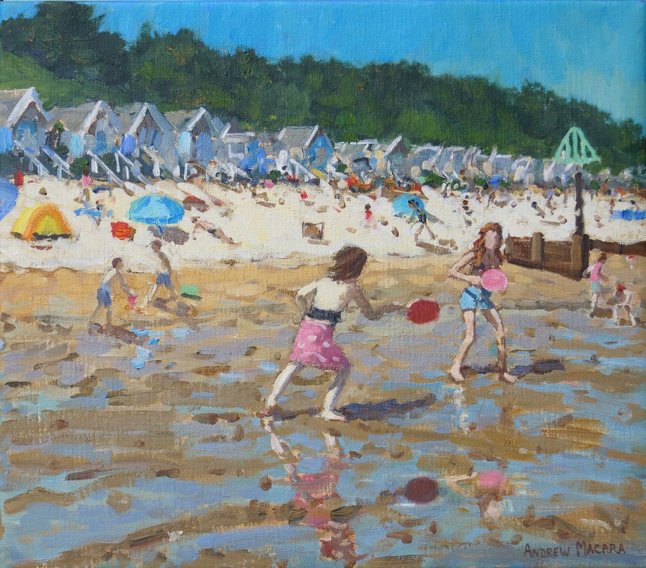 Pálka a míč, Wells- next-the-sea, 2019, (olej na plátně) od Andrew Macara