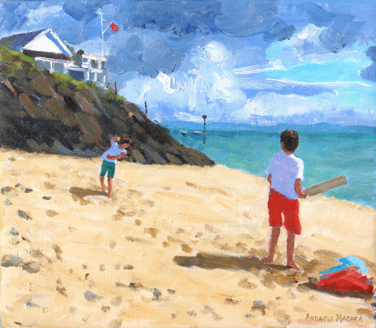 Bowling a pálkování, Abersoch, 2015, od Andrew Macara