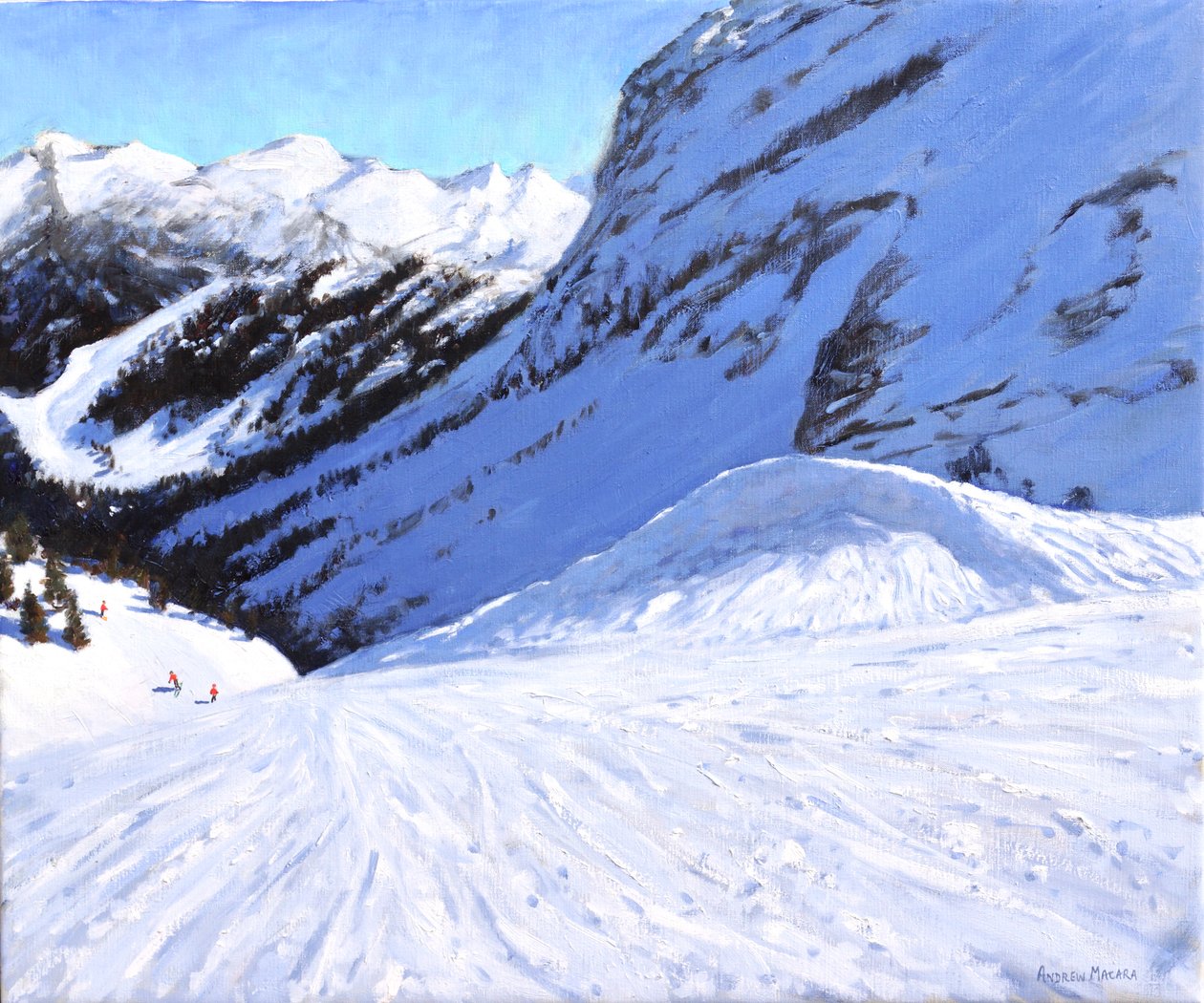 Do údolí, Courchevel, Francie, 2019, (olej na plátně) od Andrew Macara