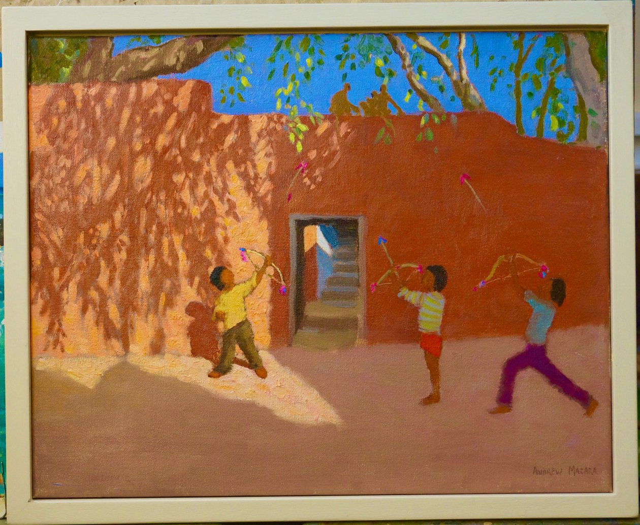Hra na luky a šípy, Indie, 2005 (olej na plátně) od Andrew Macara