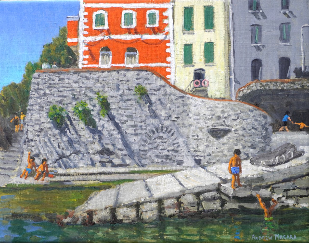 Portafino, Itálie (olej na plátně) od Andrew Macara