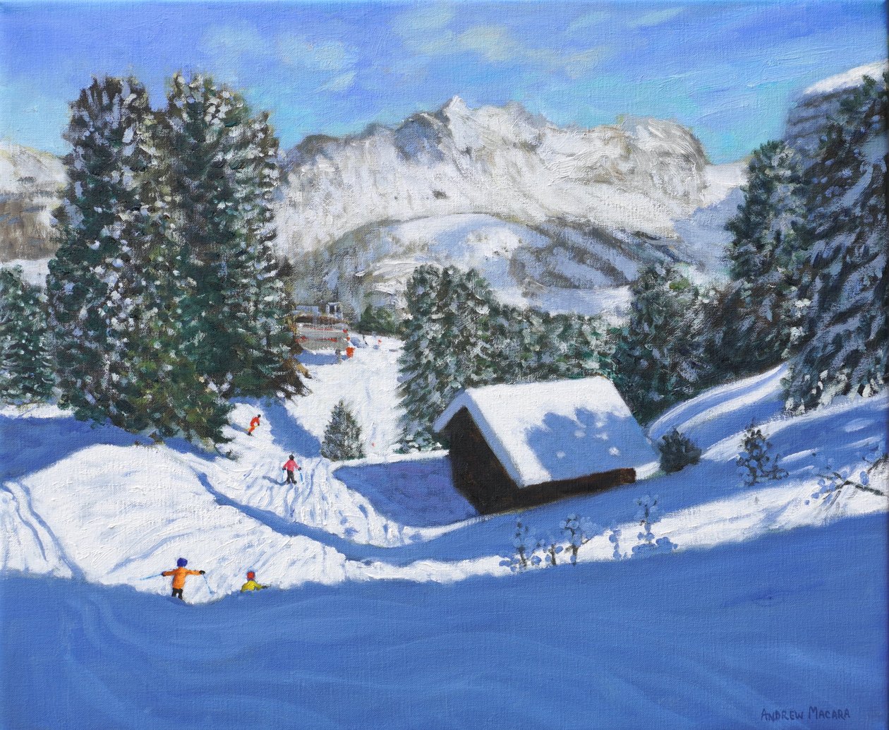 Ski chalet, Samoens, Grand Massif, Ranska, 2023 (öljy kankaalle) od Andrew Macara